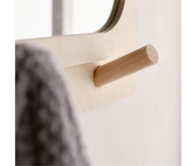 Conforama Colgador Con Espejo En Color Natural. 70x25cm