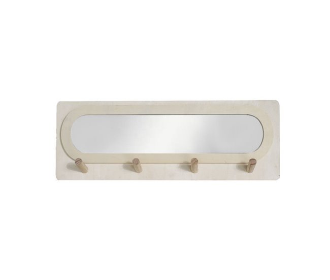 Conforama Colgador con espejo en color natural. 70x25cm