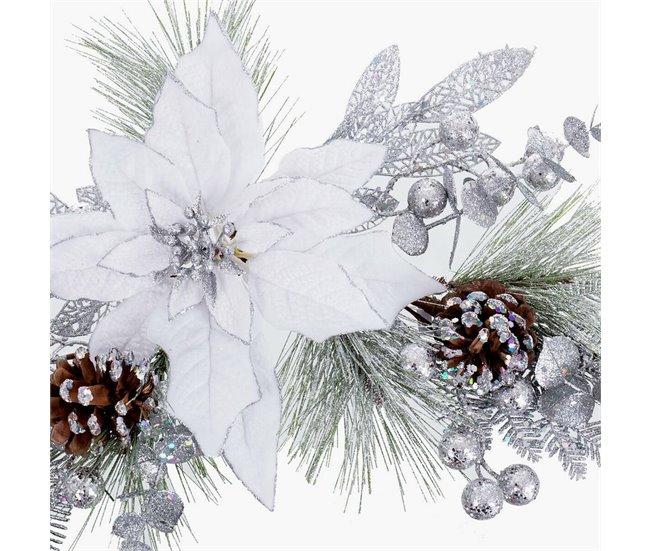 Conforama Colgador Para Puertas Navidad Blanco Plateado Plástico Piñas 73 Cm
