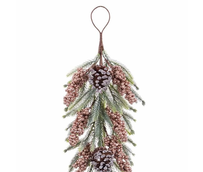 Conforama Colgador Para Puertas Navidad Multicolor Cobre Plástico Piñas 63 Cm