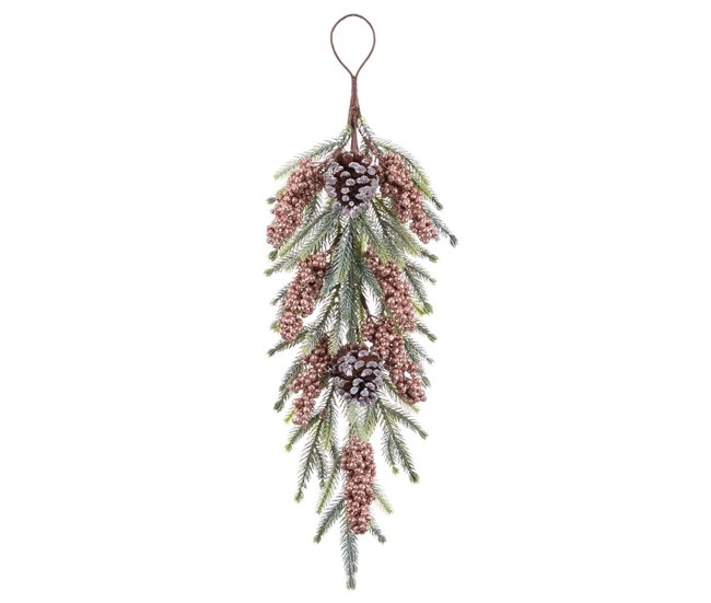Conforama Colgador para Puertas Navidad Multicolor Cobre Plástico Piñas 63 cm