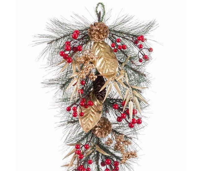 Conforama Colgador Para Puertas Navidad Multicolor Dorado Plástico 60 Cm