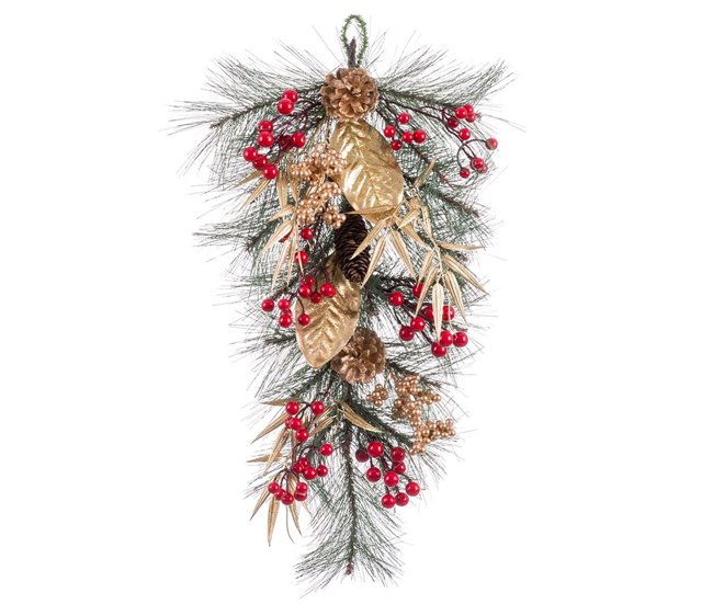 Conforama Colgador para Puertas Navidad Multicolor Dorado Plástico 60 cm