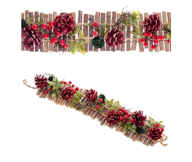 Conforama Colgador para Puertas Navidad Rojo Multicolor Ratán Plástico Foam Piñas 50 x 10 x 6 cm