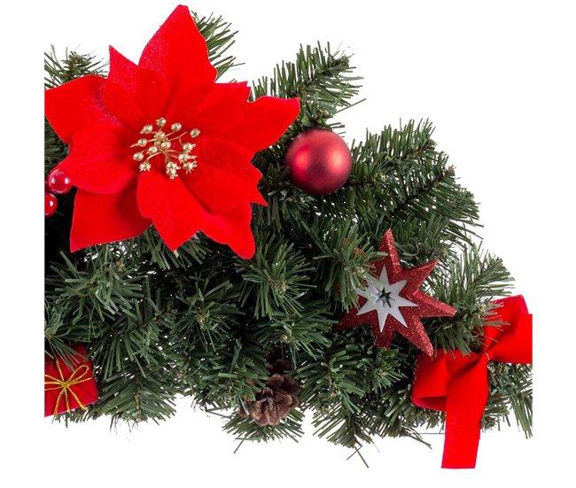 Conforama Colgador Para Puertas Navidad Rojo Verde Plástico Tejido 60 Cm