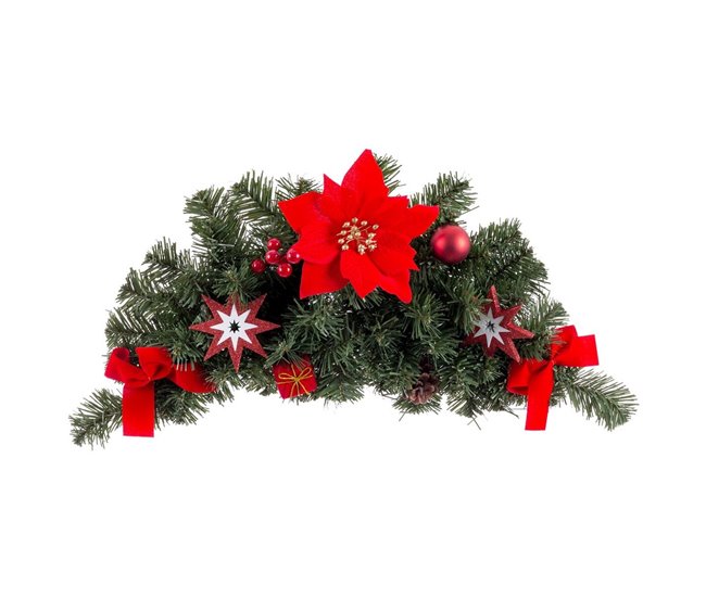 Conforama Colgador para Puertas Navidad Rojo Verde Plástico Tejido 60 cm