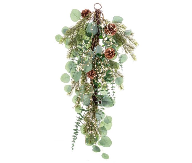 Conforama Colgador para Puertas Navidad Verde Natural Ratán Plástico 71 12 cm