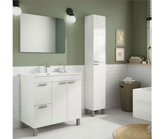 Conforama Columna De Baño Koncept 2 Puertas Blanco Brillo 30 X 182 X 25 Cm