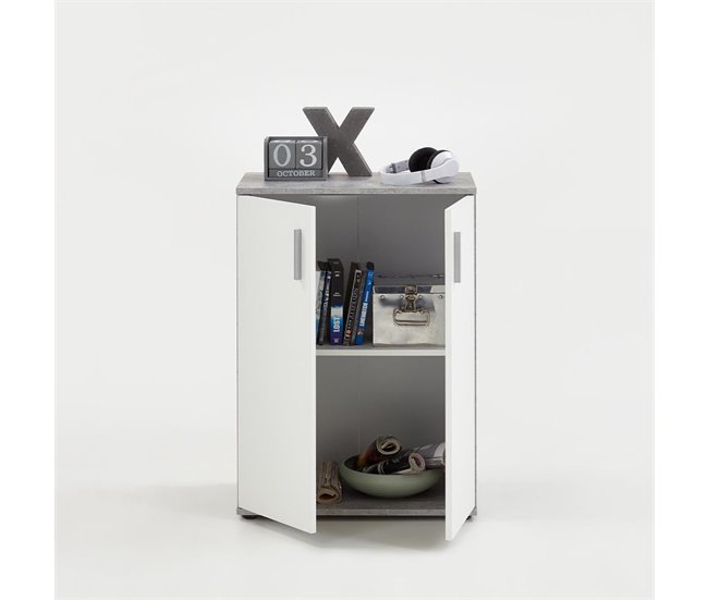 Conforama Cómoda 2 Puertas L60 Cm Cemento Y Blanco - Albi