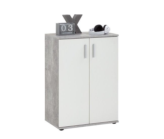 Conforama Cómoda 2 Puertas L60 Cm Cemento Y Blanco - Albi