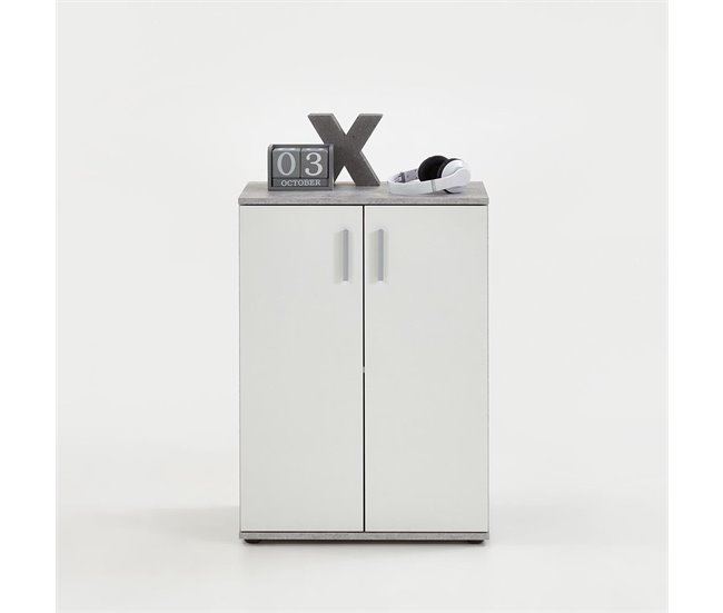 Conforama Cómoda 2 Puertas L60 Cm Cemento Y Blanco - Albi