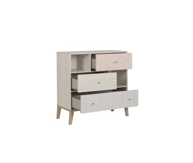 Conforama Cómoda 3 Cajones 2 Baldas Alika - Fabricación Francesa