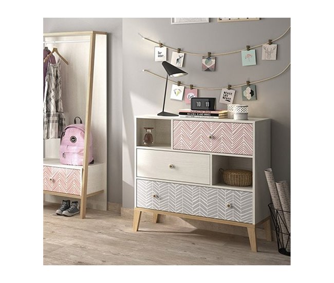 Conforama Cómoda 3 Cajones 2 Baldas Alika - Fabricación Francesa