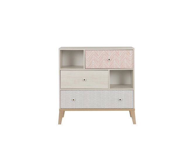 Conforama Cómoda 3 cajones 2 baldas Alika - Fabricación francesa