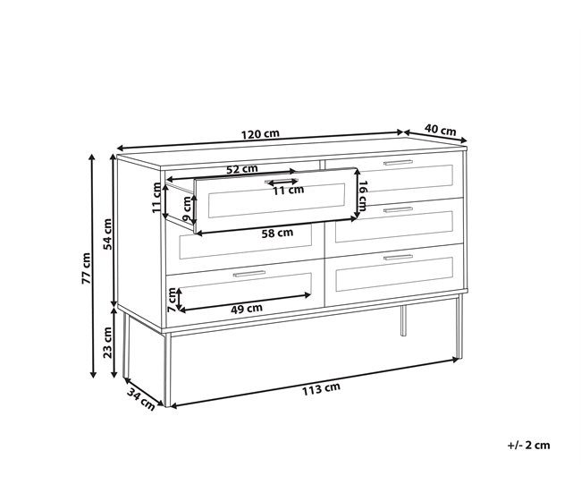Conforama Cómoda 6 Cajones De Ratán Madera Clara PASCO