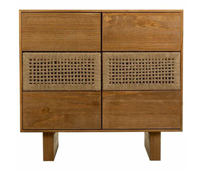 Conforama Cómoda Alexandra House Living Marrón Cuerda Madera De Abeto Madera De Paulonia 36 X 75 X 80 Cm