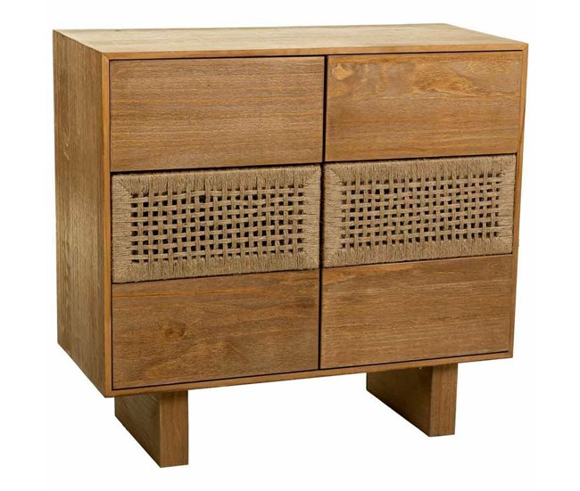 Conforama Cómoda Alexandra House Living Marrón Cuerda Madera de abeto Madera de Paulonia 36 x 75 x 80 cm
