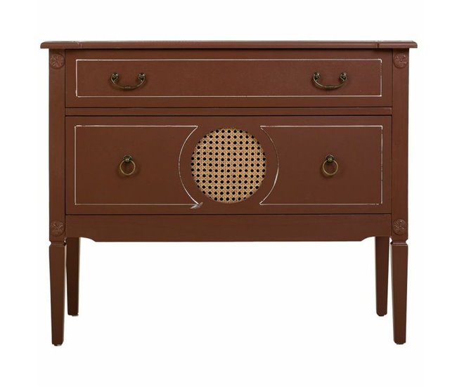 Conforama Cómoda Alexandra House Living Marrón Natural Ratán Madera De Abeto Madera MDF 38 X 72 X 88 Cm