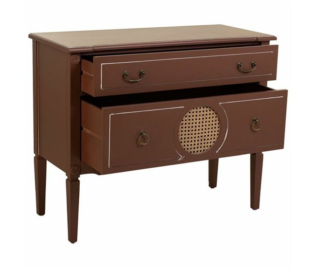 Conforama Cómoda Alexandra House Living Marrón Natural Ratán Madera De Abeto Madera MDF 38 X 72 X 88 Cm