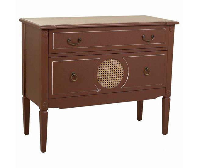 Conforama Cómoda Alexandra House Living Marrón Natural Ratán Madera de abeto Madera MDF 38 x 72 x 88 cm