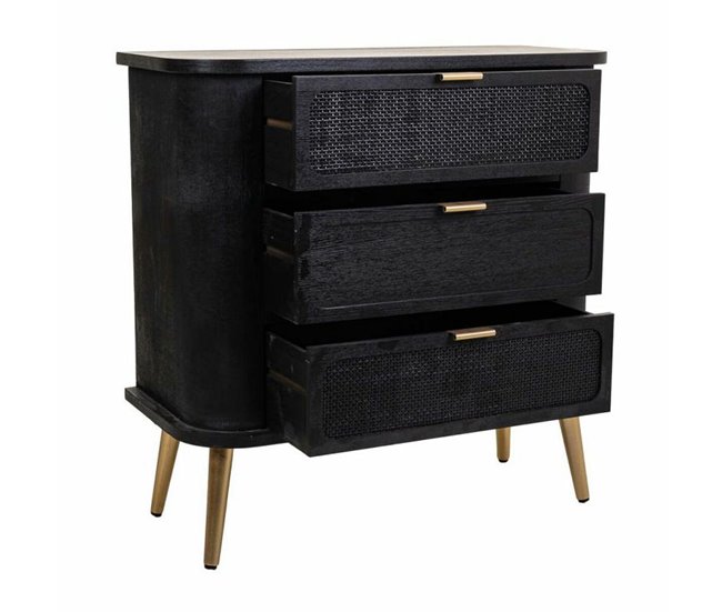 Conforama Cómoda Alexandra House Living Negro Madera MDF 35 X 81 X 80 Cm