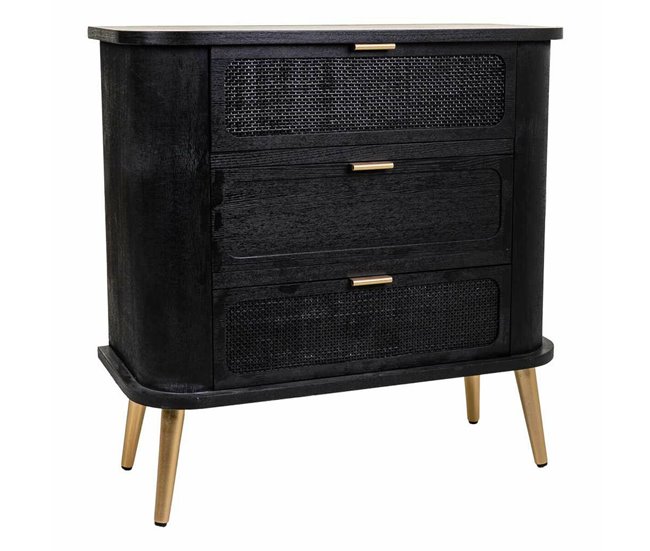 Conforama Cómoda Alexandra House Living Negro Madera MDF 35 x 81 x 80 cm