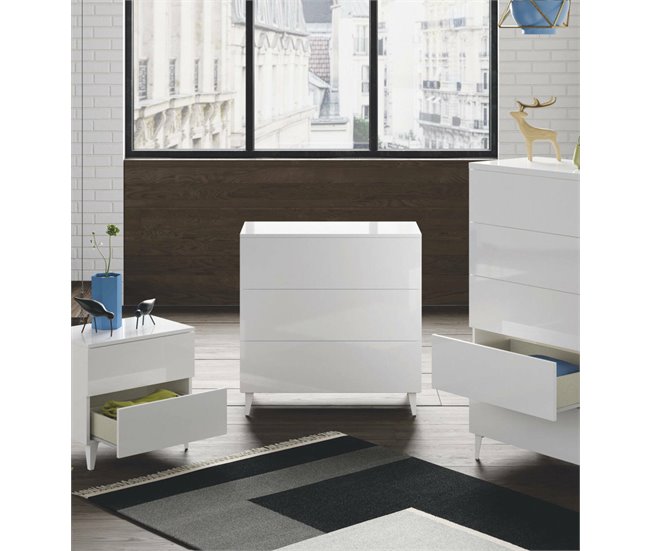 Conforama Cómoda Baltimore Cómoda Con 3 Cajones Cómoda Para El Dormitorio Cómoda Moderna 80x40h80 Cm Blanco