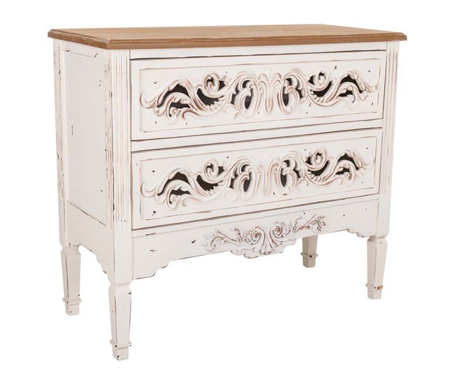 Conforama Cómoda blanco roto de madera de abeto de 86x38x76 cm