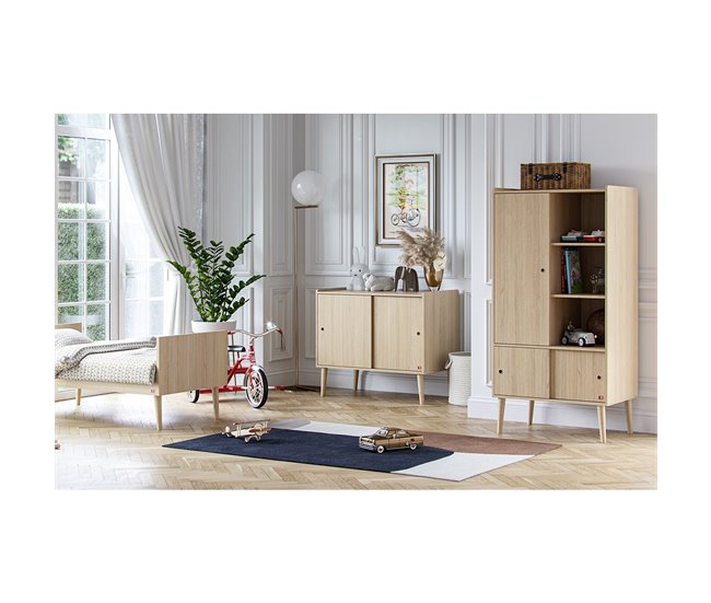 Conforama Cómoda Con 2 Puertas Correderas Acabado Roble - Retro