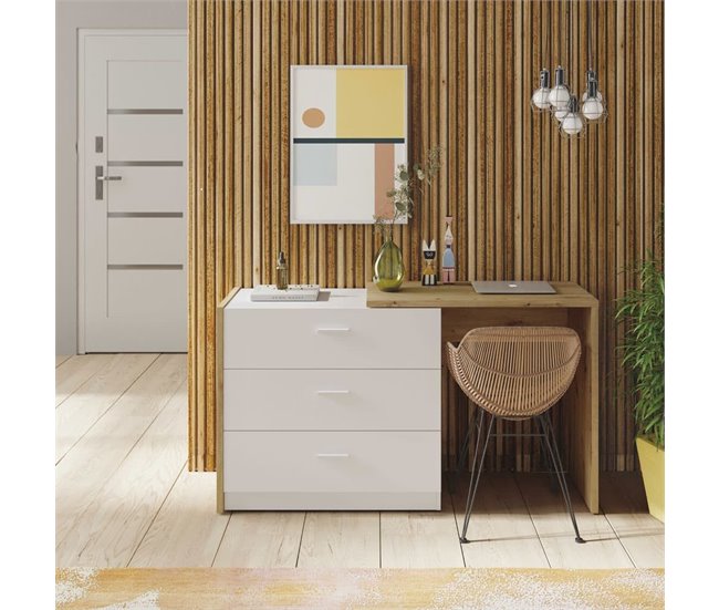 Conforama Cómoda convertible en escritorio 3 cajones MIX