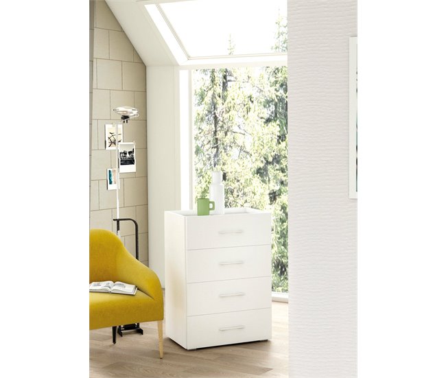 Conforama Cómoda Dacet Cómoda De 4 Cajones Para Dormitorio Mueble Multiusos Para Oficina O Estudio 50x41h87 Cm Blanco Y Cemento