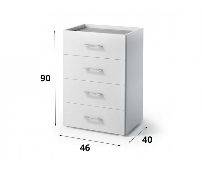 Conforama Cómoda Dacet Cómoda De 4 Cajones Para Dormitorio Mueble Multiusos Para Oficina O Estudio 50x41h87 Cm Blanco Y Cemento
