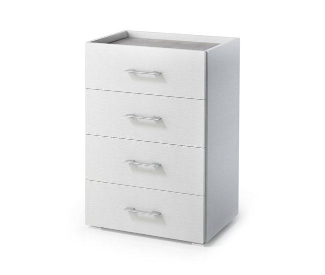 Conforama Cómoda Dacet Cómoda de 4 cajones para dormitorio Mueble multiusos para oficina o estudio 50x41h87 cm Blanco y Cemento