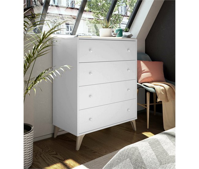 Conforama Cómoda Dcarus Cómoda De 4 Cajones Cómoda Para El Dormitorio Cómoda Moderna 78x40h95 Cm Blanco