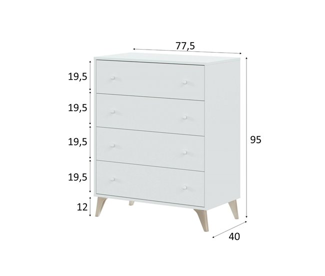 Conforama Cómoda Dcarus Cómoda De 4 Cajones Cómoda Para El Dormitorio Cómoda Moderna 78x40h95 Cm Blanco