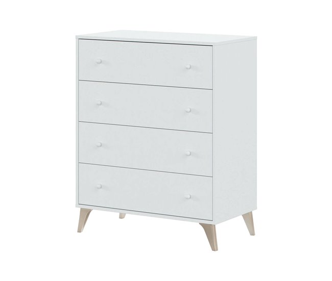 Conforama Cómoda Dcarus Cómoda de 4 cajones Cómoda para el dormitorio Cómoda moderna 78x40h95 cm Blanco