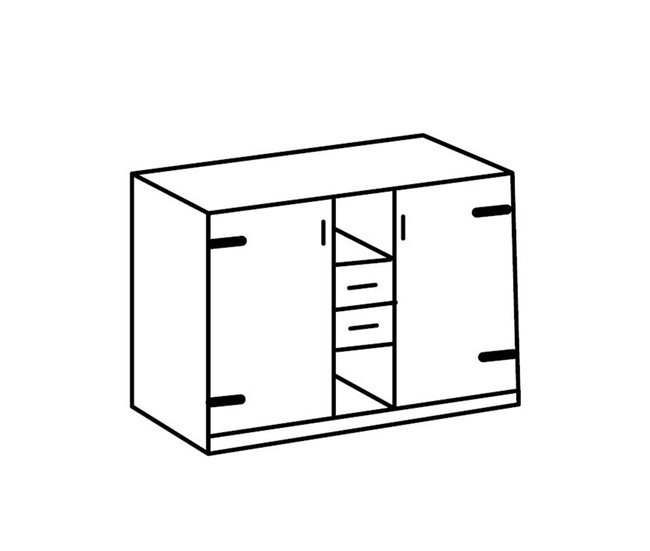 Conforama Cómoda De 2 Puertas 2 Cajones Y 2 Nichos Abiertos - L124 Cm