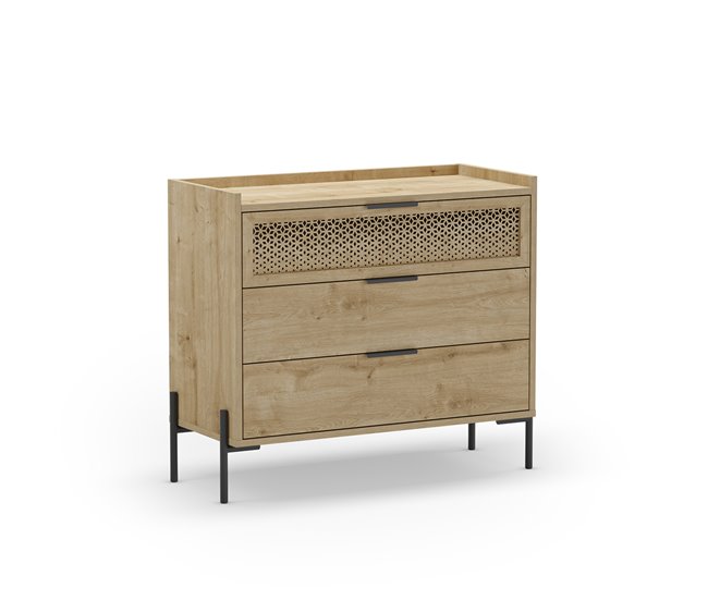 Conforama Cómoda De 3 Cajones Y Patas De Metal Inca - L90 Cm