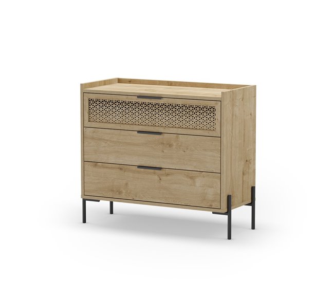 Conforama Cómoda De 3 Cajones Y Patas De Metal Inca - L90 Cm