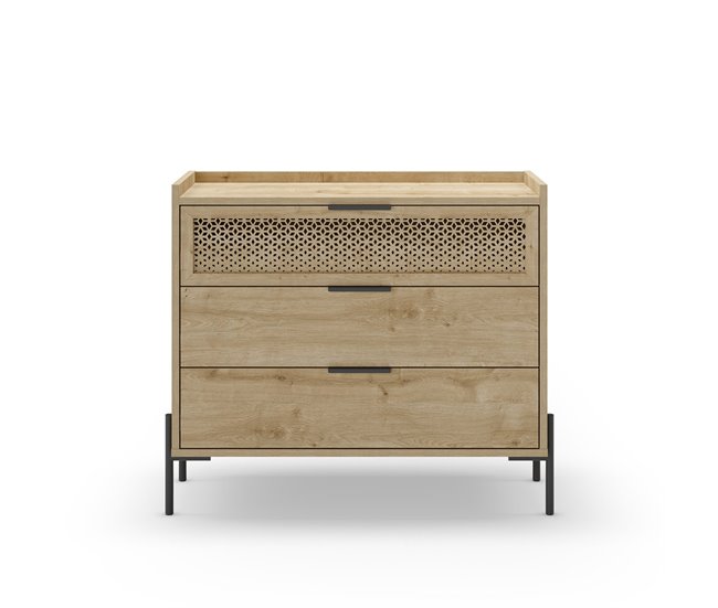 Conforama Cómoda de 3 cajones y patas de metal Inca - L90 cm