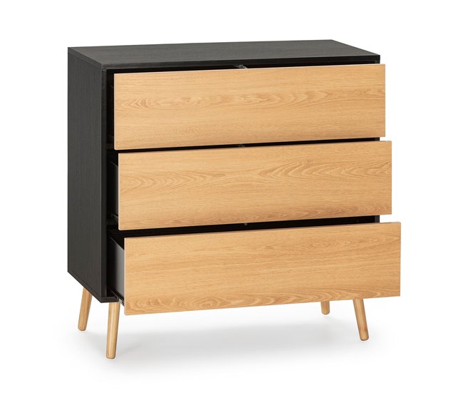 Conforama Cómoda De Noche Apolo 3 Cajones Color Negro/Madera