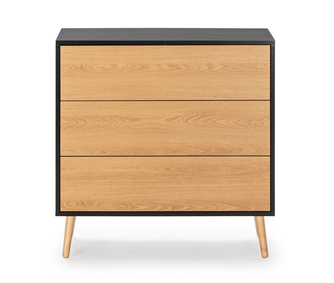 Conforama Cómoda De Noche Apolo 3 Cajones Color Negro/Madera