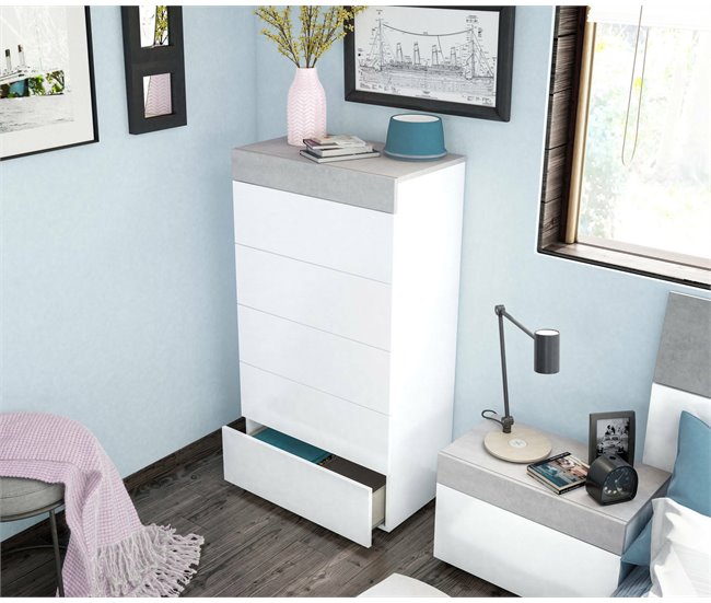 Conforama Cómoda Dferri Cómoda De 5 Cajones Cómoda Para El Dormitorio Cómoda Moderna 61x40h118 Cm Blanco