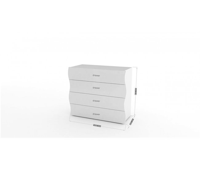 Conforama Cómoda Dhainau Cómoda De 4 Cajones Cómoda Para Dormitorio 100% Made In Italy 98x40h82 Cm Blanco Brillante