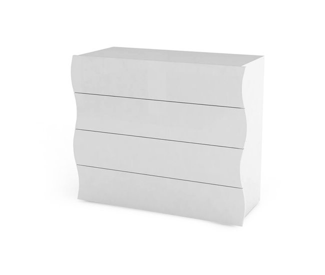 Conforama Cómoda Dhainau Cómoda de 4 cajones Cómoda para dormitorio 100% Made in Italy 98x40h82 cm Blanco brillante