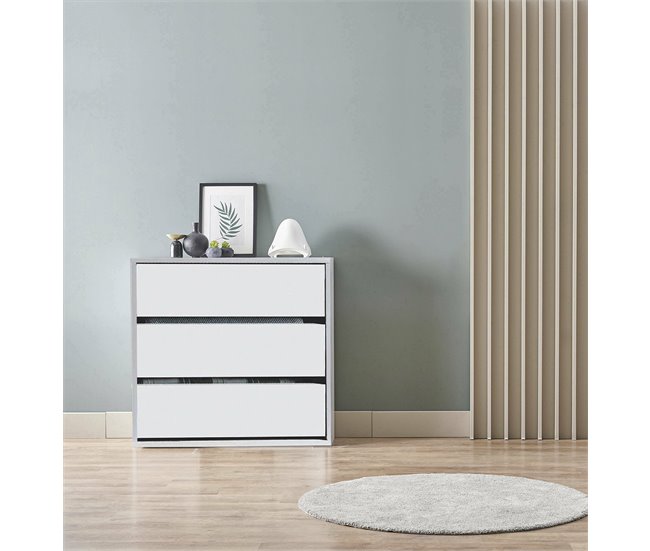 Conforama Cómoda Dkutl Cómoda Con 3 Cajones Cómoda Baja Para Interiores De Armario Cómoda Moderna 60x44h57 Cm Blanco