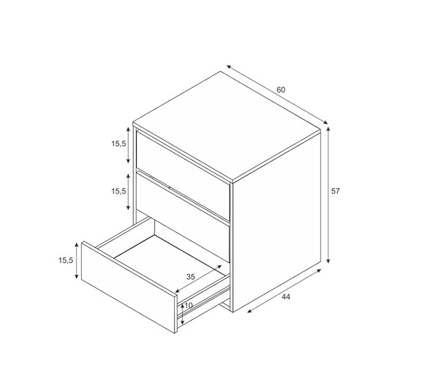 Conforama Cómoda Dkutl Cómoda Con 3 Cajones Cómoda Baja Para Interiores De Armario Cómoda Moderna 60x44h57 Cm Blanco