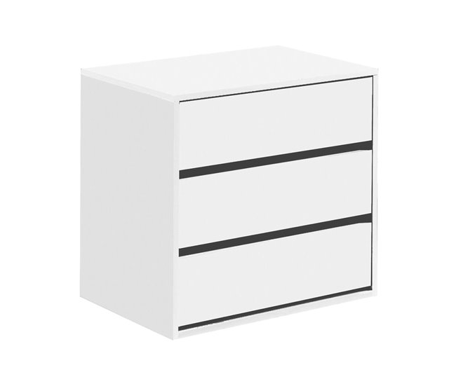 Conforama Cómoda Dkutl Cómoda con 3 cajones Cómoda baja para interiores de armario Cómoda moderna 60x44h57 cm Blanco