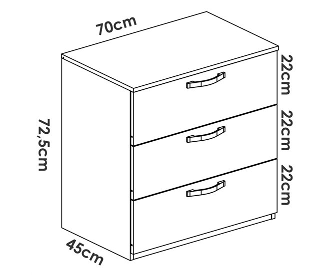Conforama Cómoda Dlovato Cómoda De Noche Cómoda Con 3 Cajones 70x45h72 Cm Roble