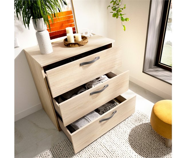 Conforama Cómoda Dlovato Cómoda De Noche Cómoda Con 3 Cajones 70x45h72 Cm Roble